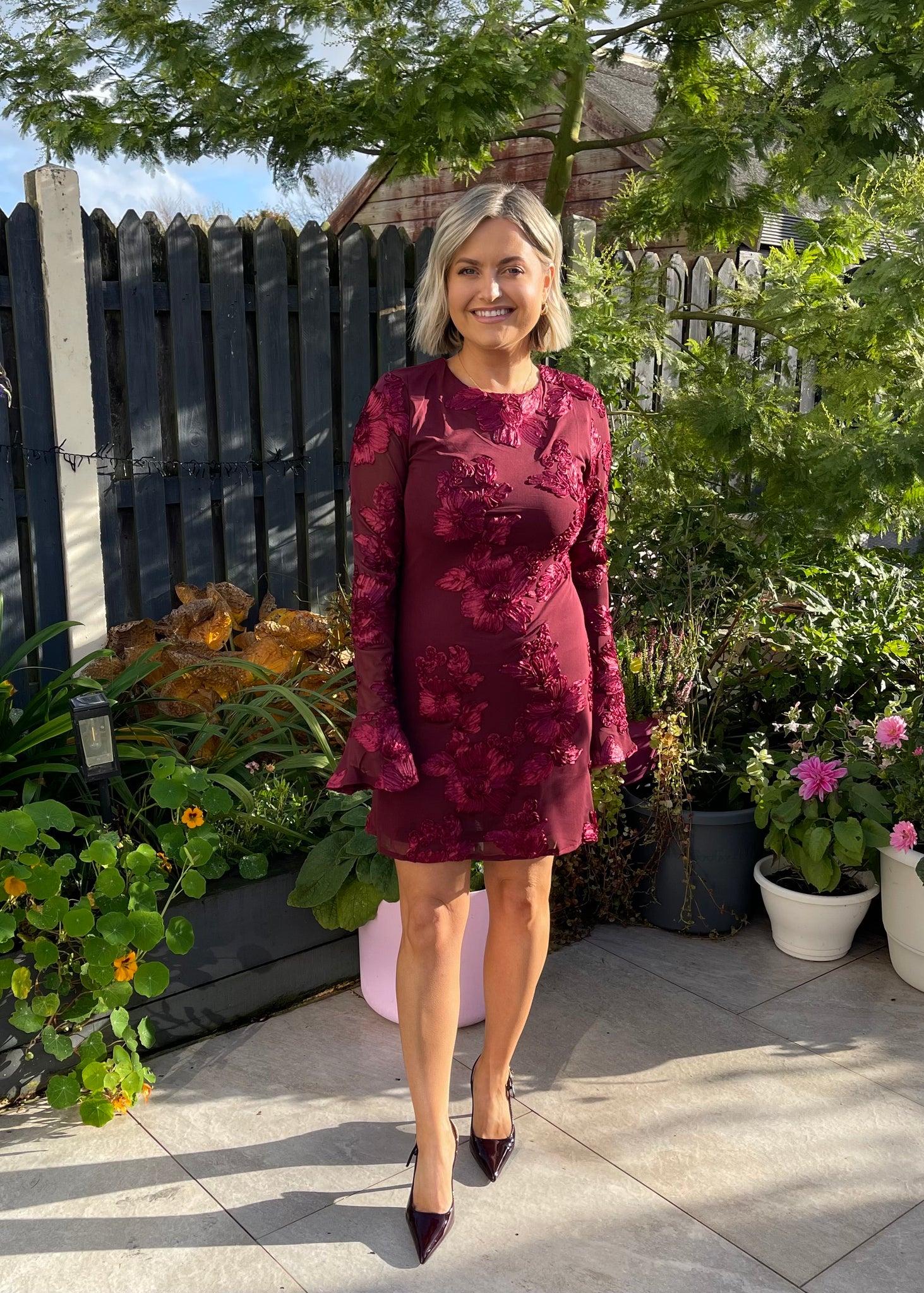 Bonnie Mini Dress Burgundy