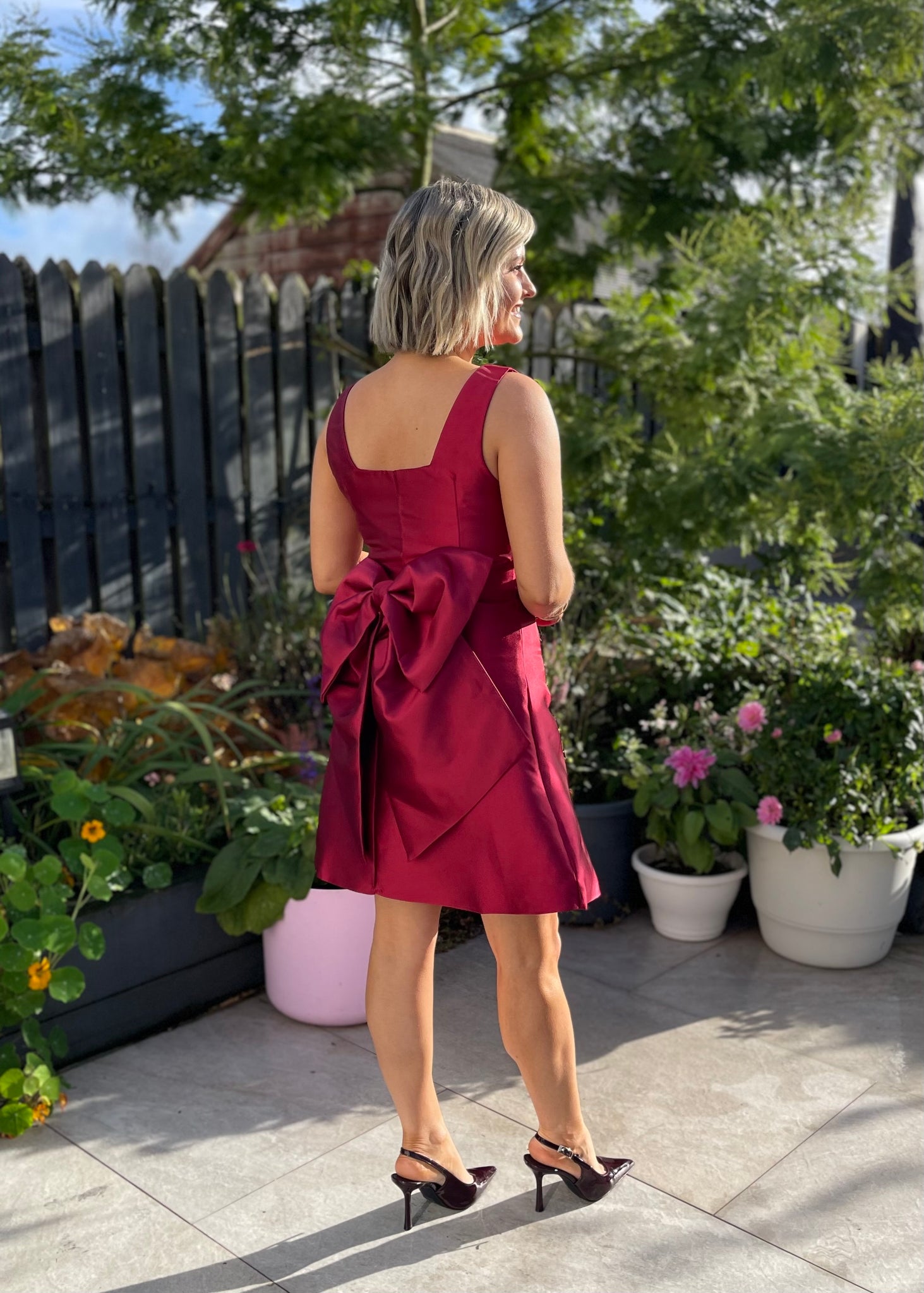 Olivia Bow Dress Berry