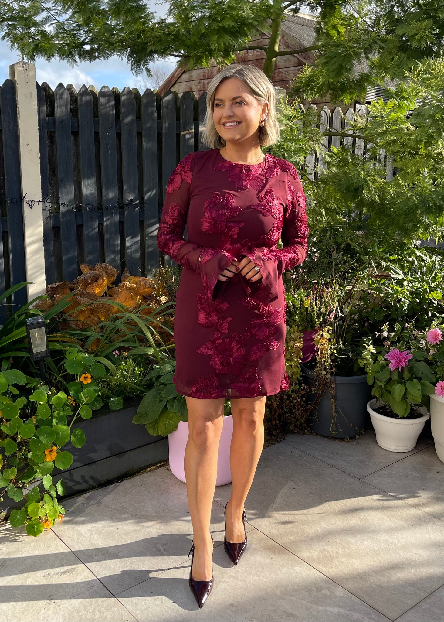 Bonnie Mini Dress Burgundy