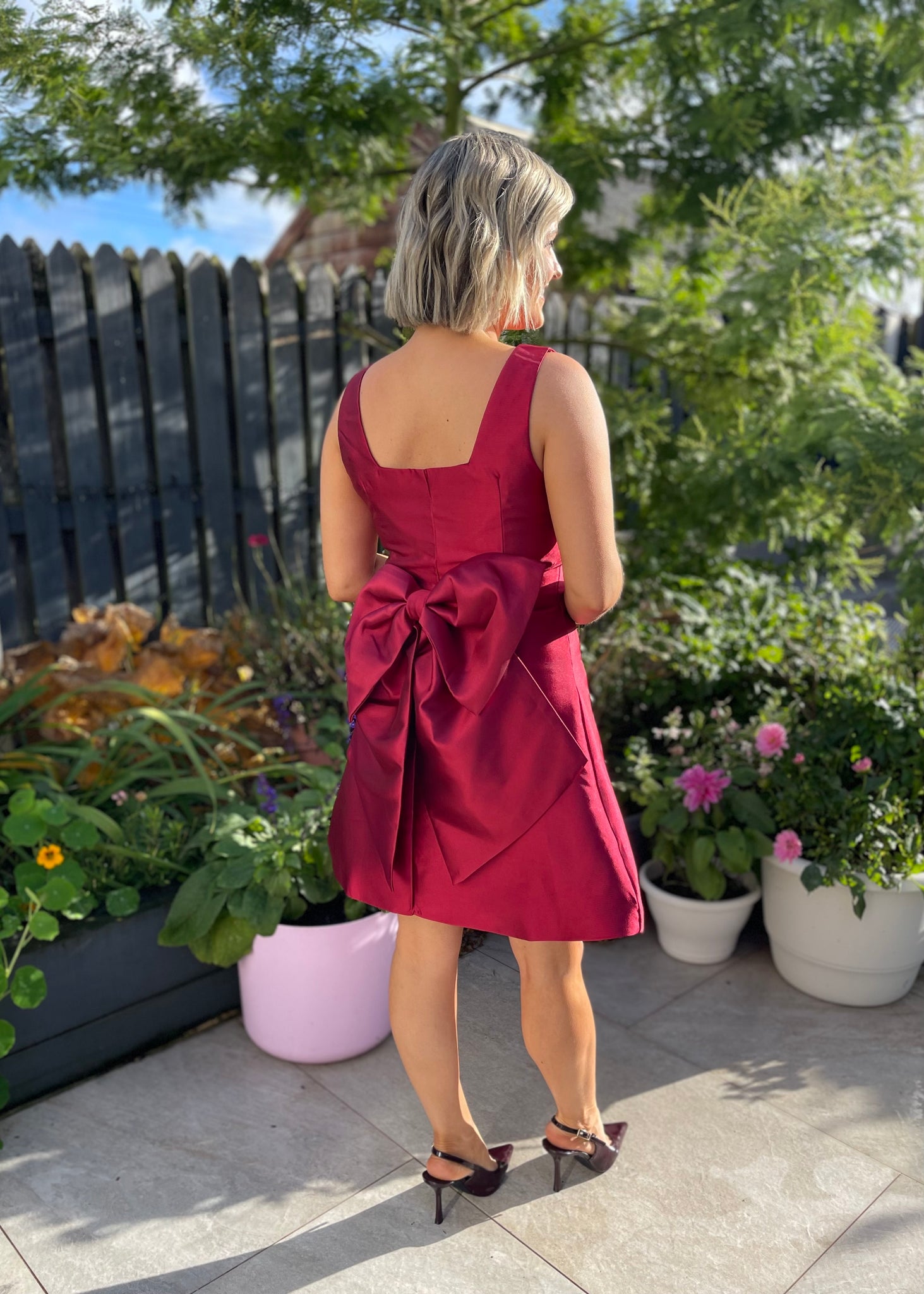 Olivia Bow Dress Berry