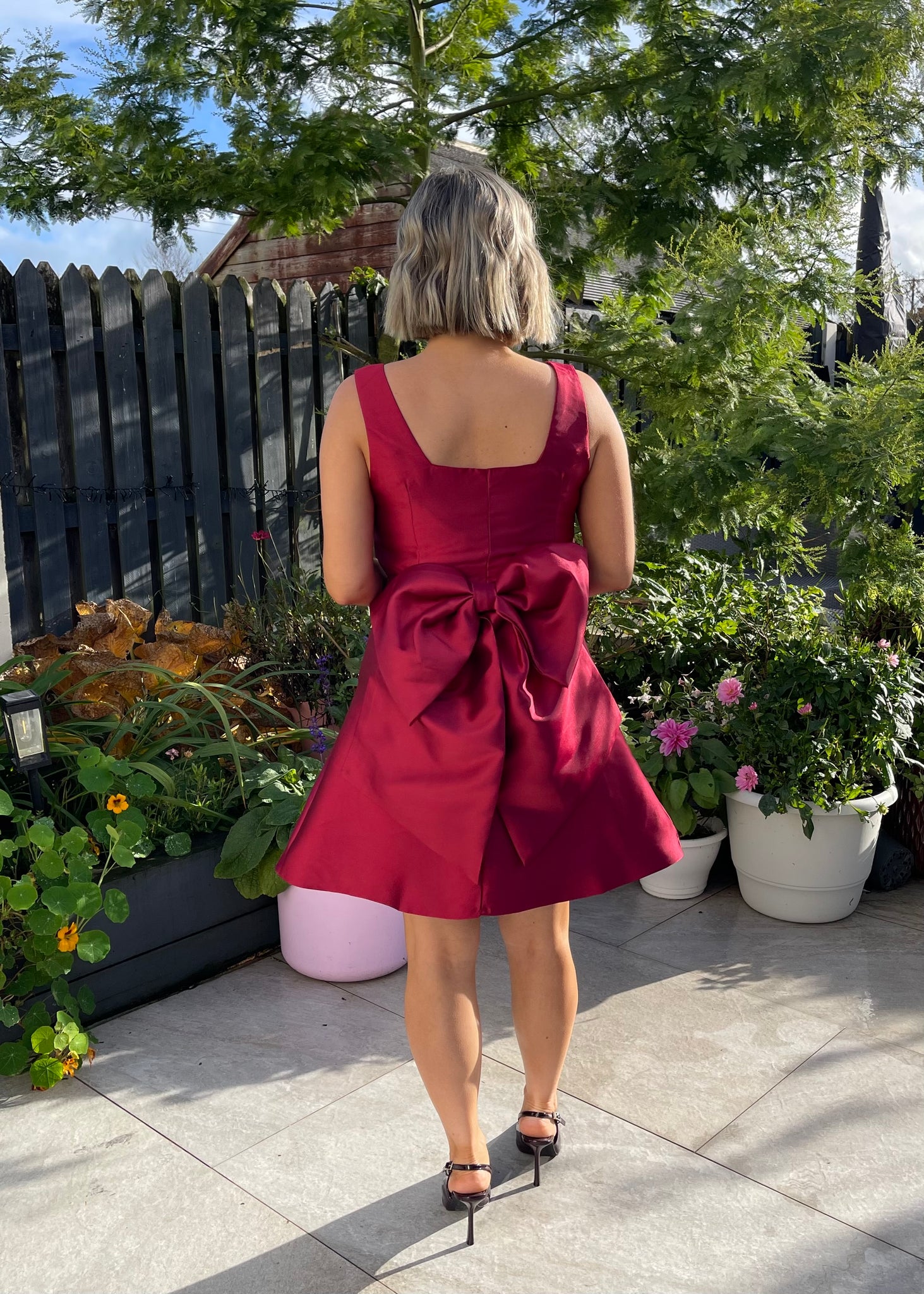 Olivia Bow Dress Berry