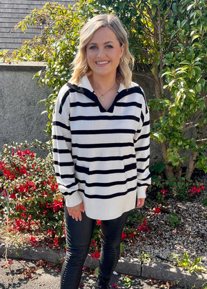 Sara Stripe Knit Beige