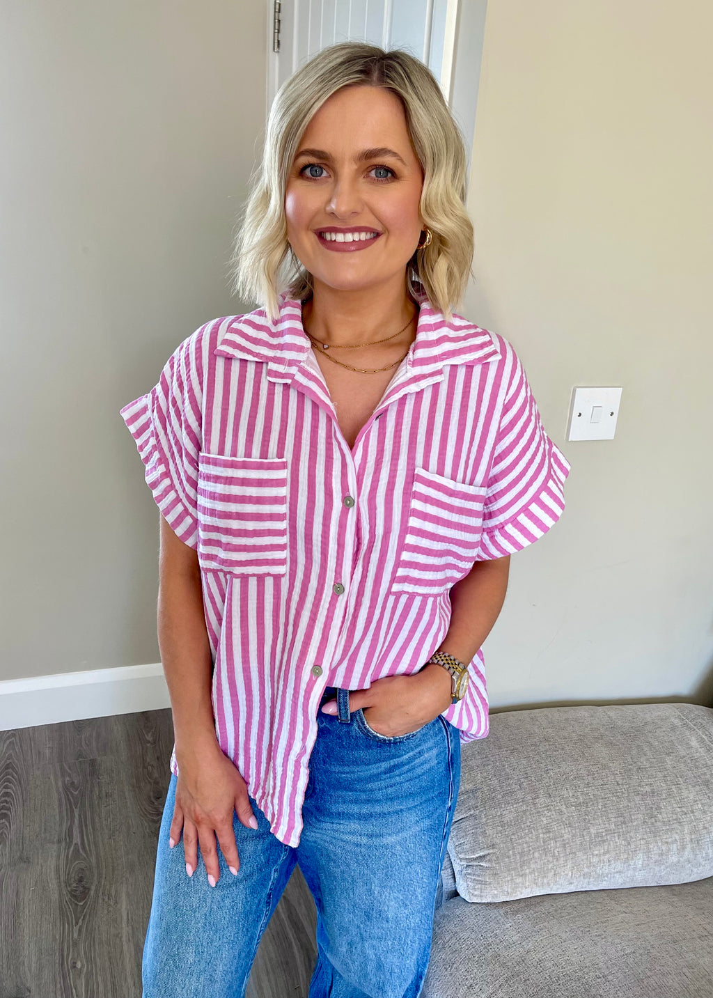 Vivienne Shirt Pink & White
