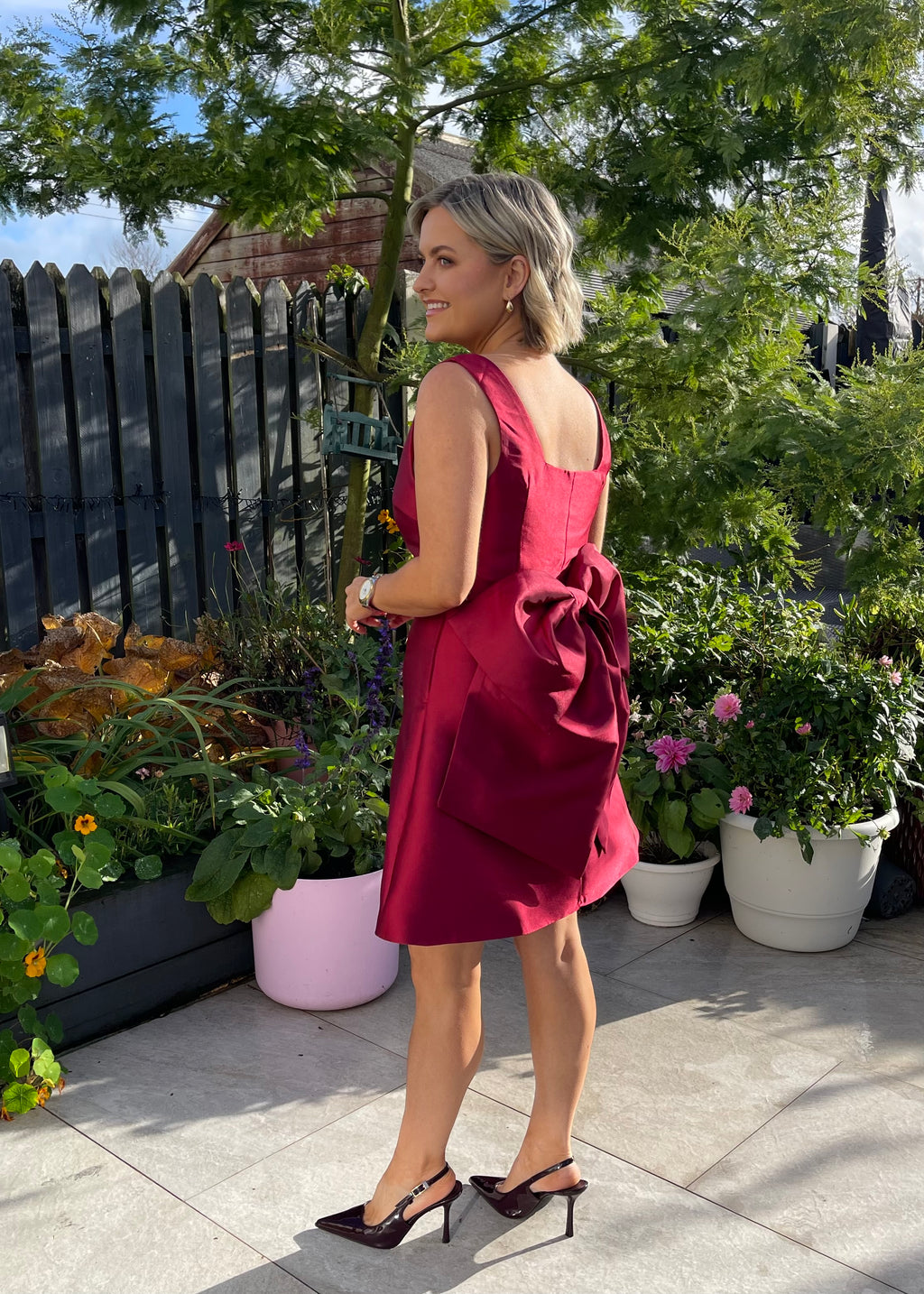 Olivia Bow Dress Berry