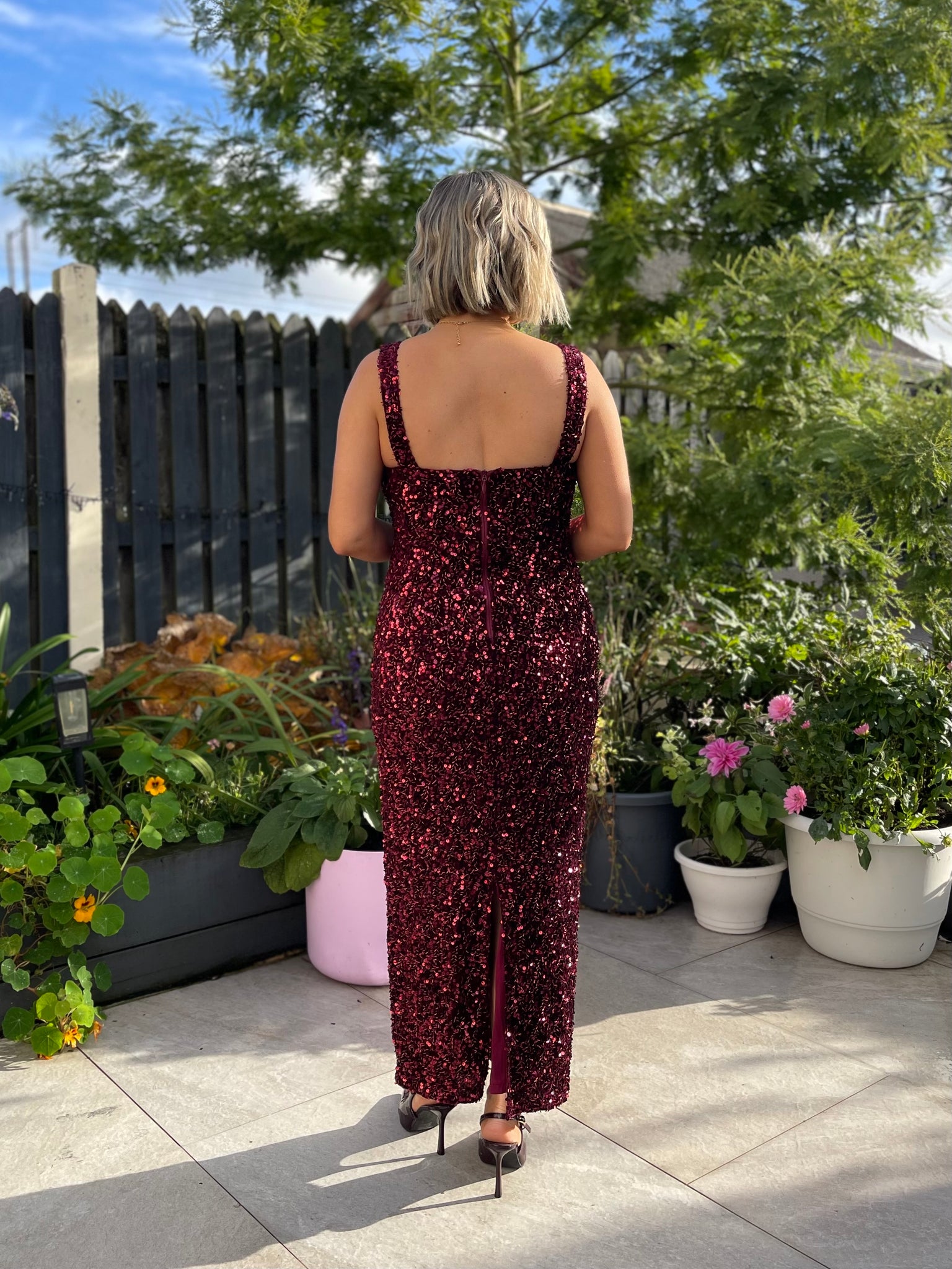 Vivienne Sequin Midi Burgundy