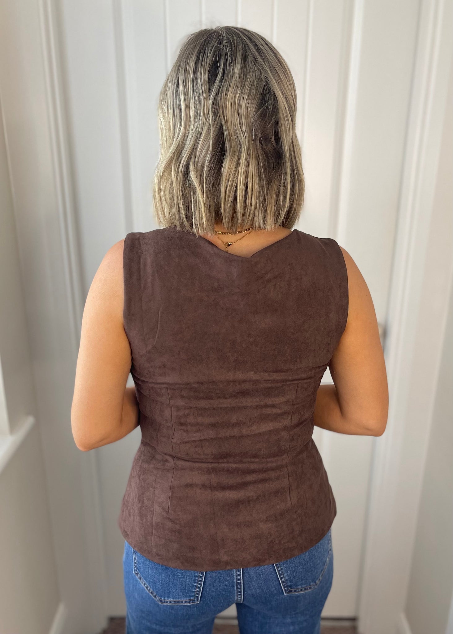 Rowan Suede Waistcoat Brown