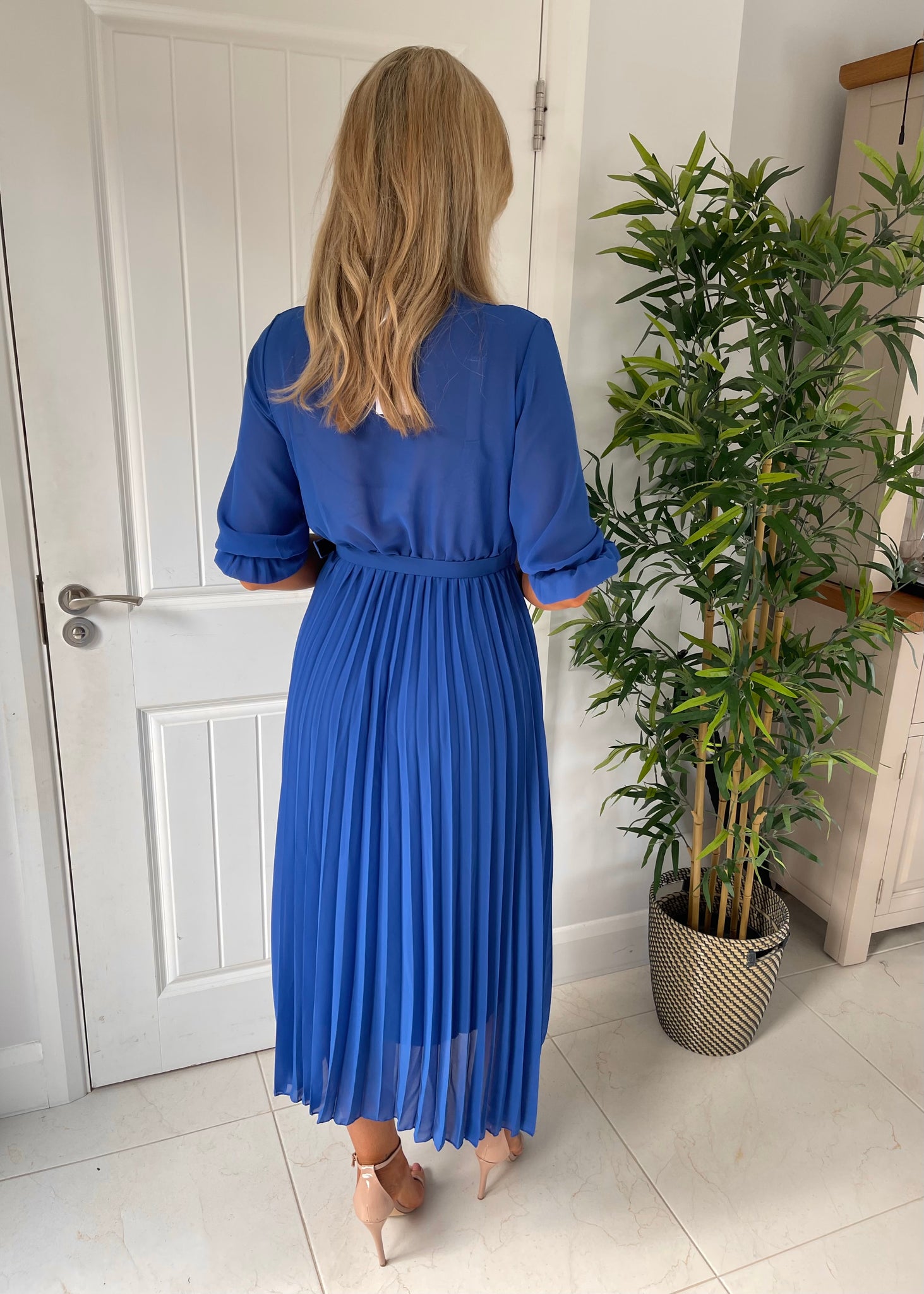 Julie Pleated Dress Blue