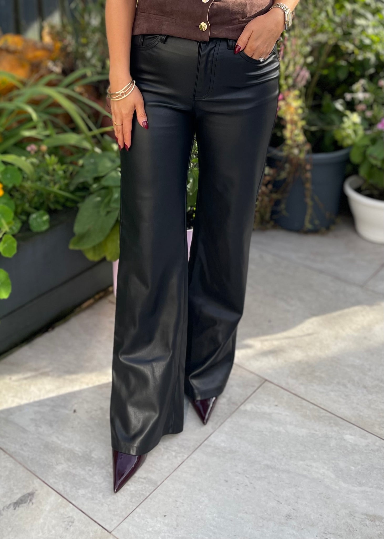 Nova Faux Leather Trousers Black