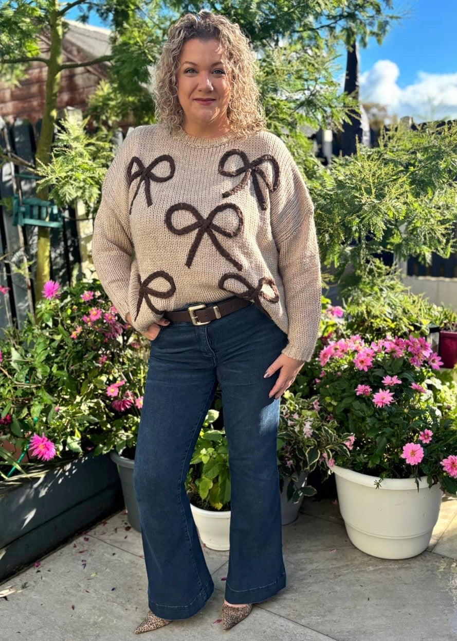 PRE-ORDER Blair Bow Knit Jumper Beige