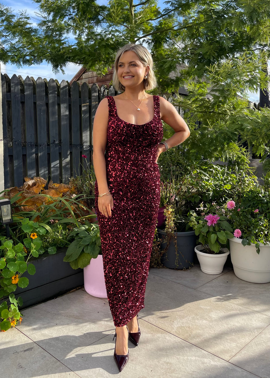 Vivienne Sequin Midi Burgundy