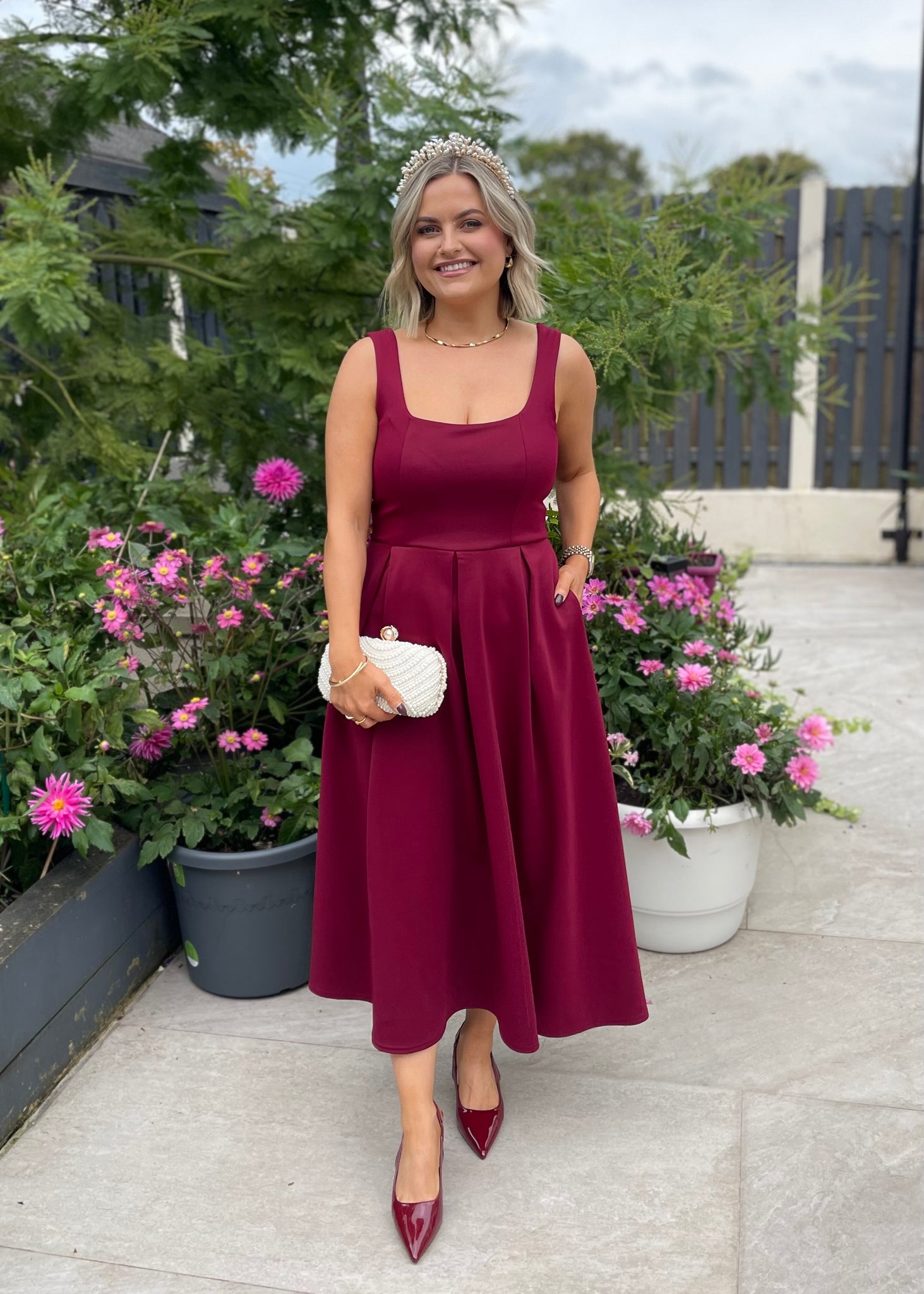 Arabella Midi Dress Burgundy