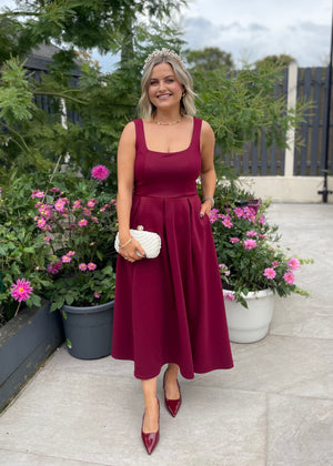 Arabella Midi Dress Burgundy