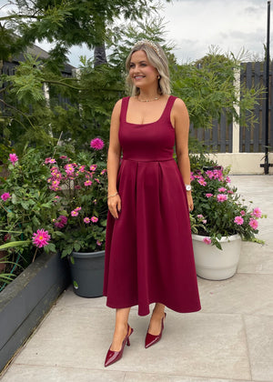 Arabella Midi Dress Burgundy