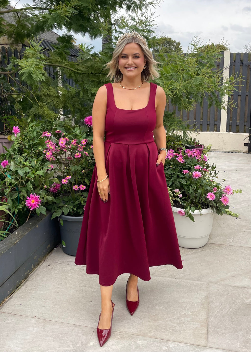 Arabella Midi Dress Burgundy