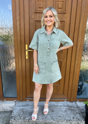Hannah Denim Dress Khaki
