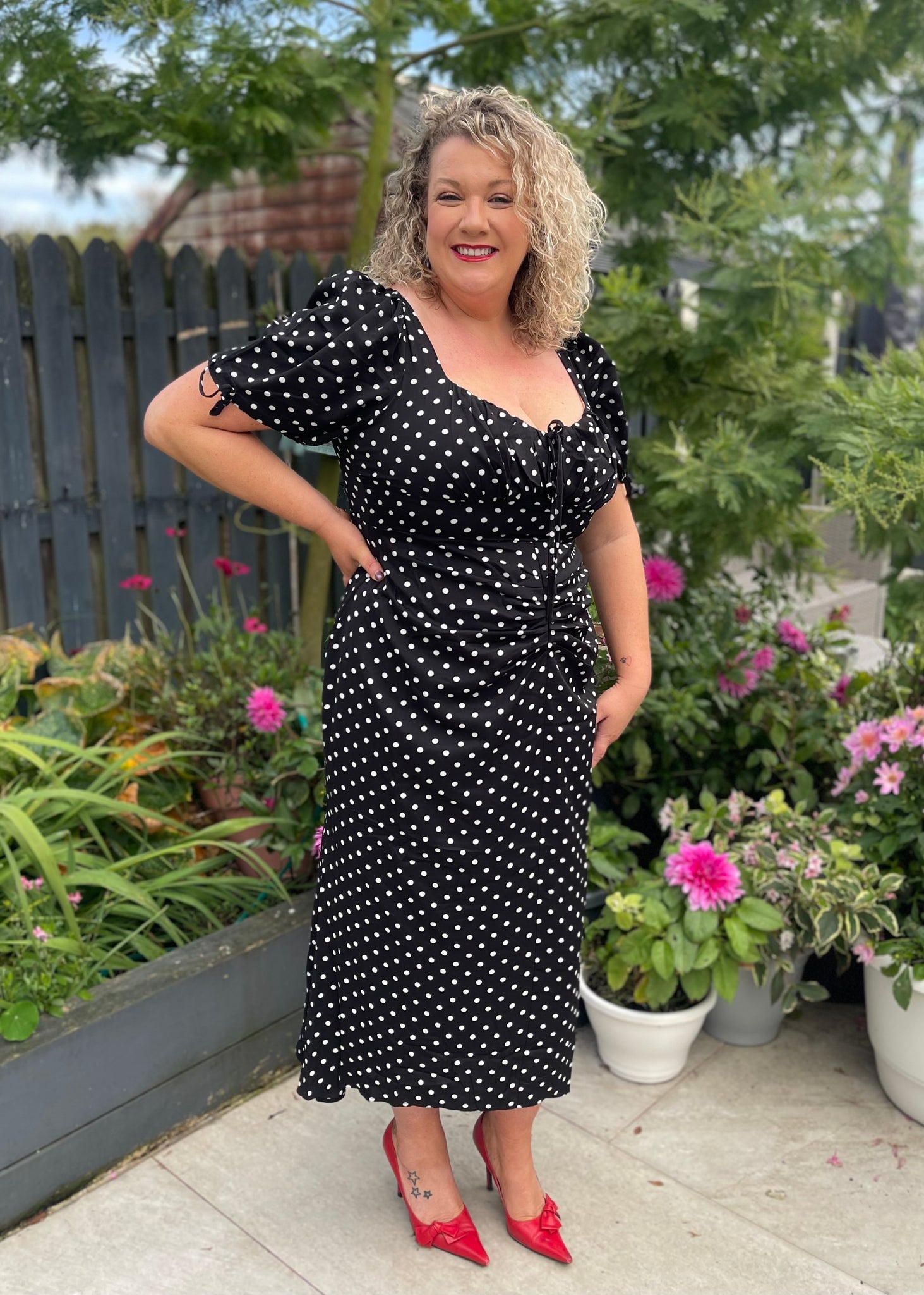 Maribel Midi Dress Black Polka Dot