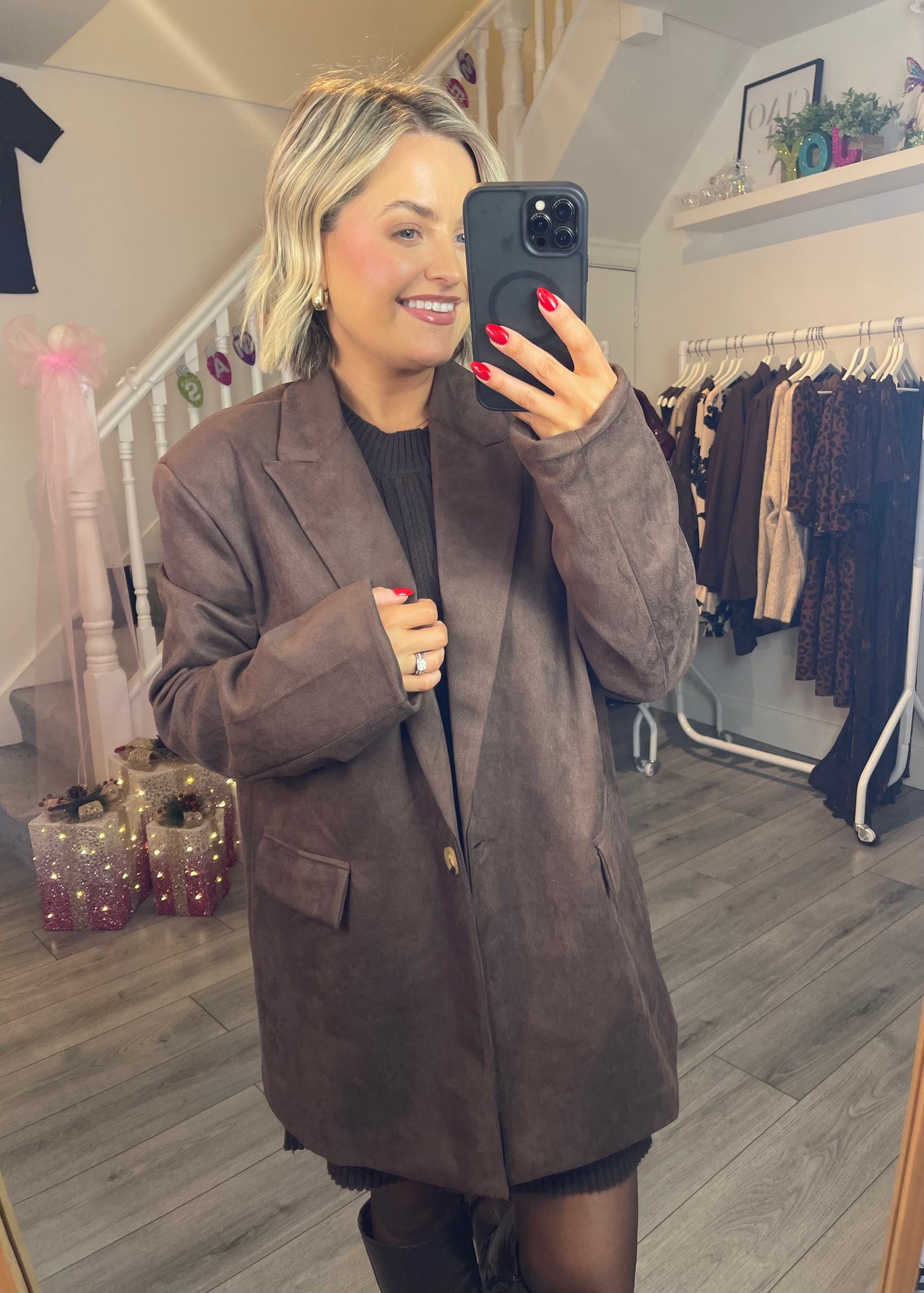 Olivia Suede Blazer Brown