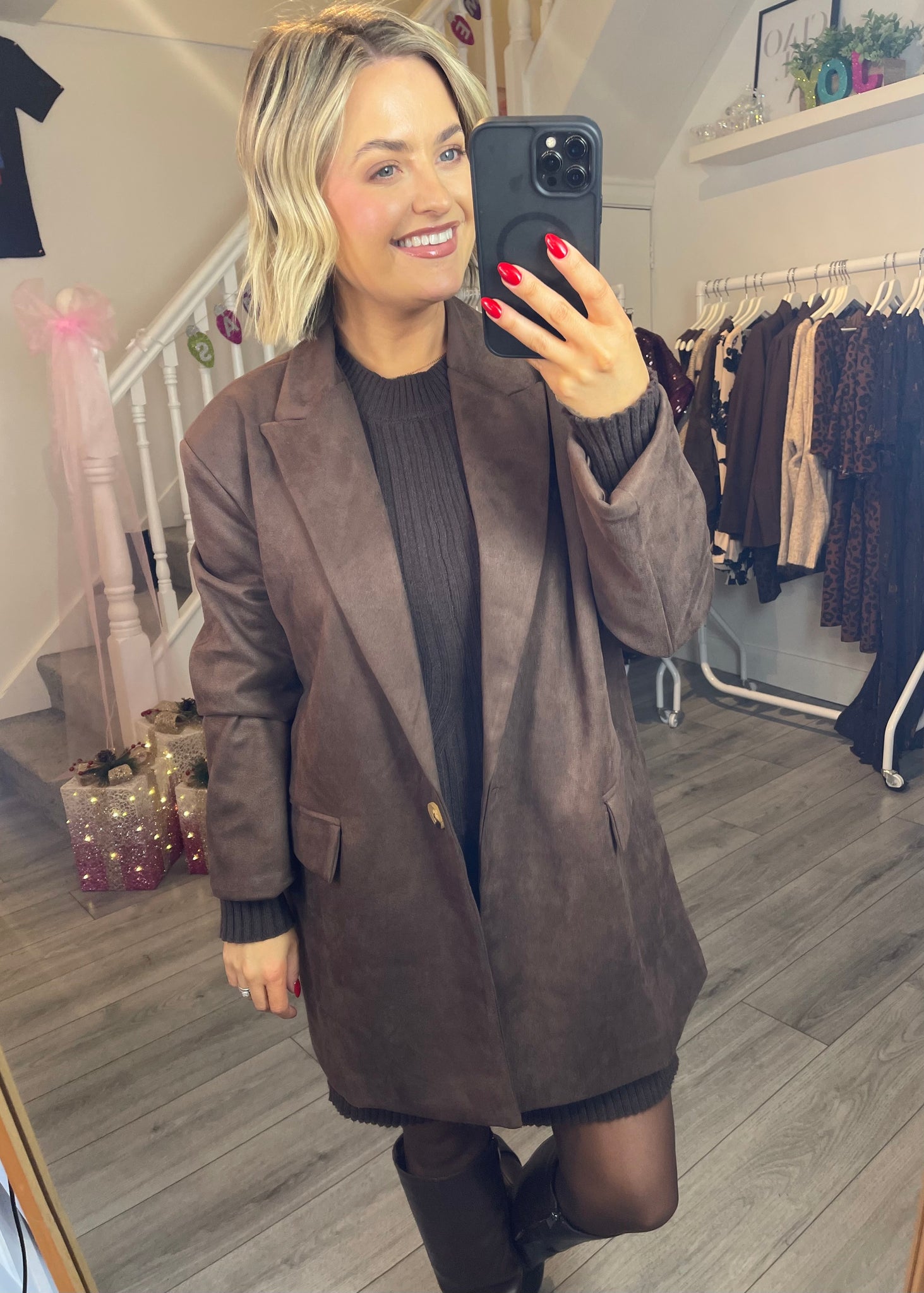 Olivia Suede Blazer Brown