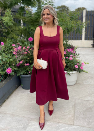 Arabella Midi Dress Burgundy