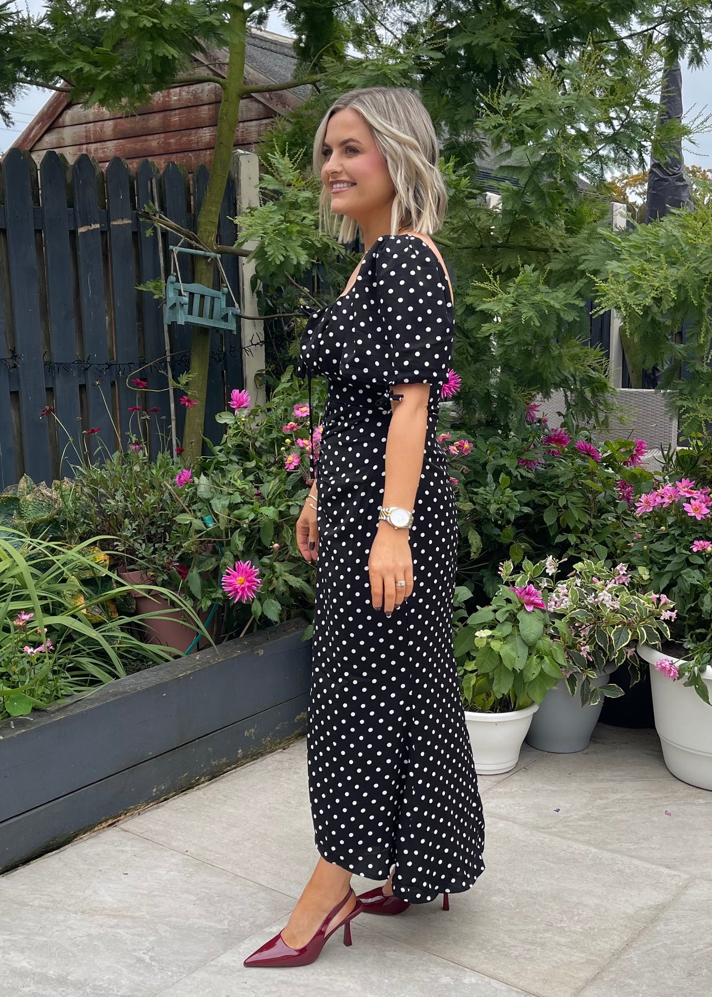 Maribel Midi Dress Black Polka Dot
