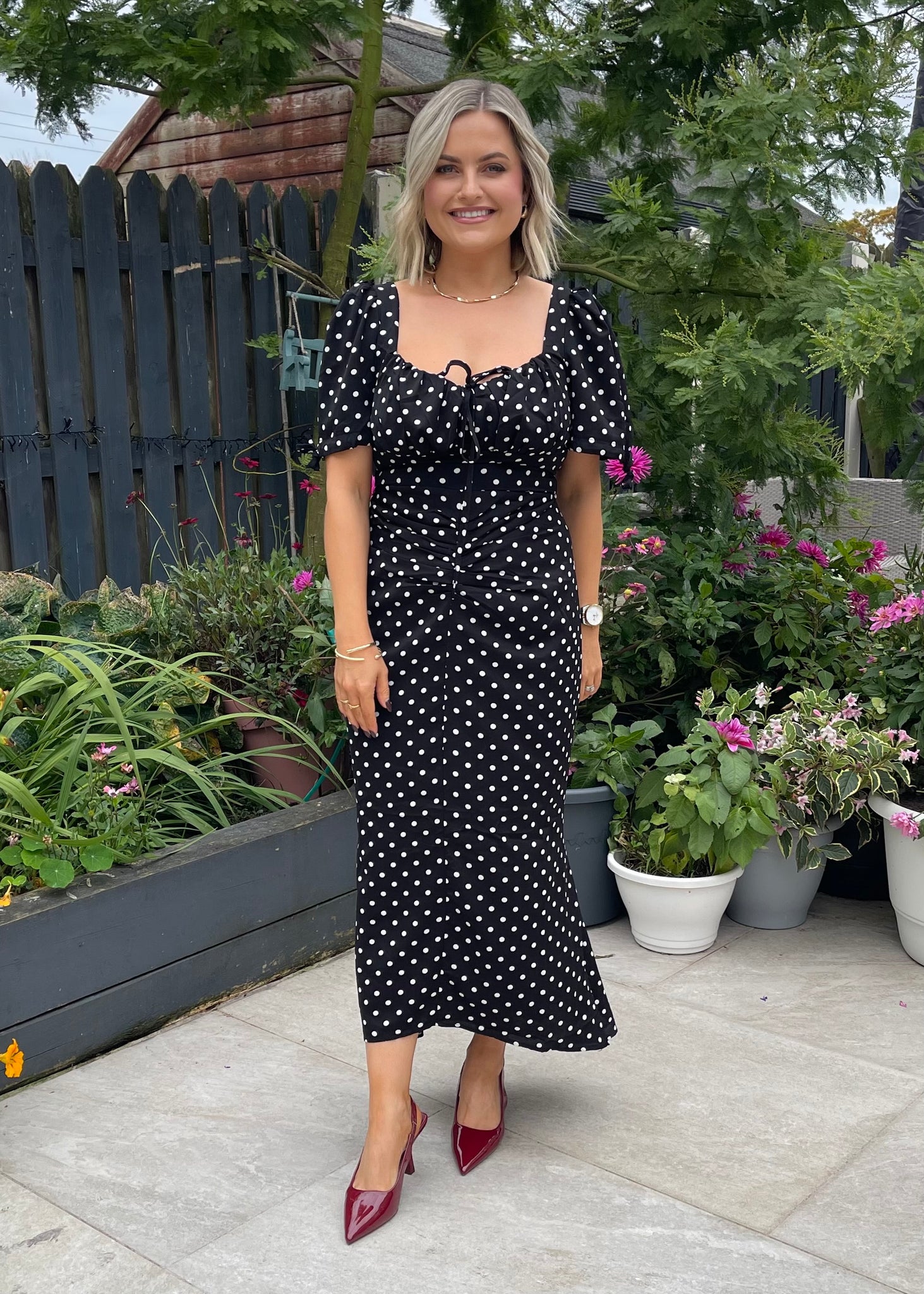 Maribel Midi Dress Black Polka Dot