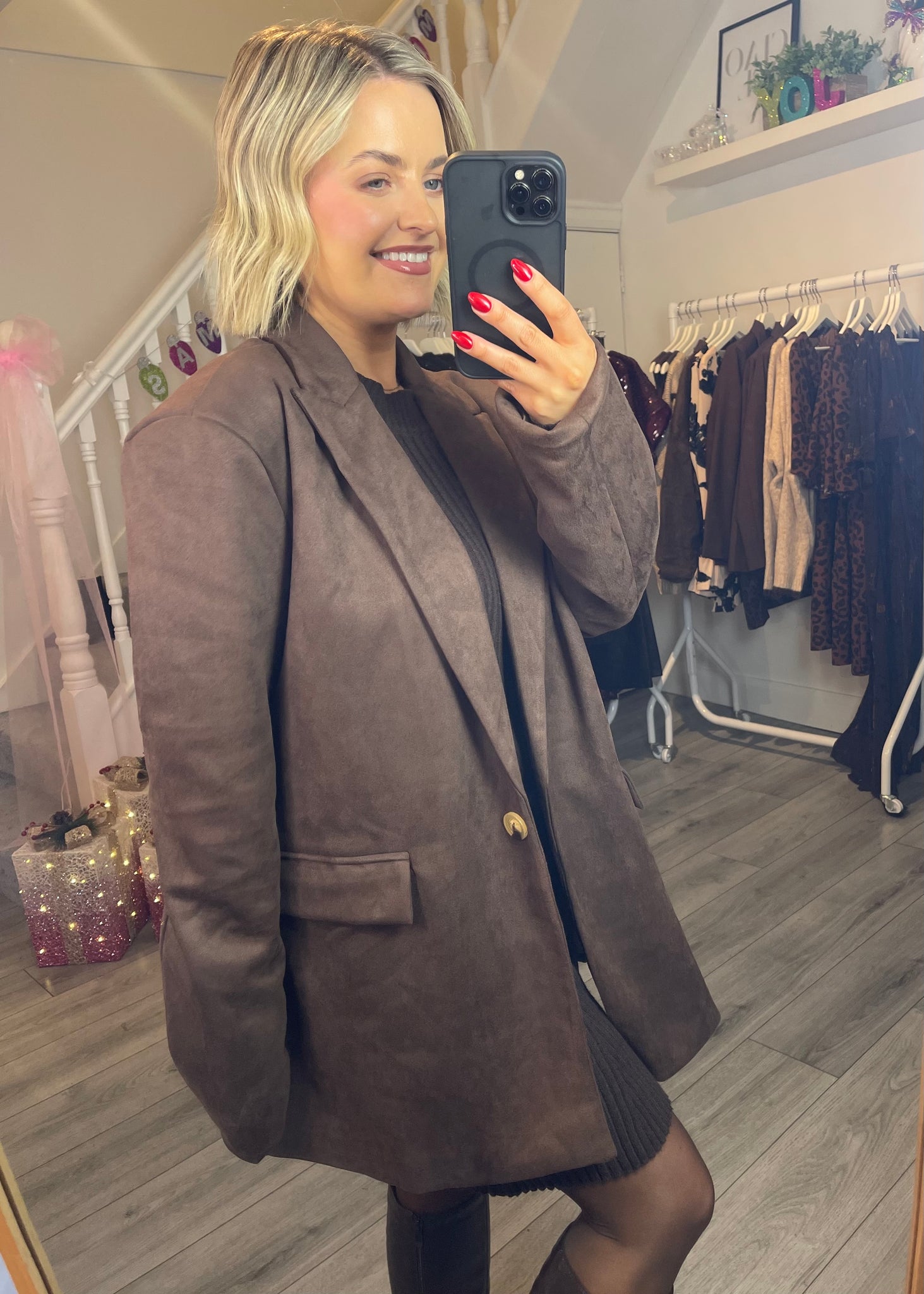 Olivia Suede Blazer Brown