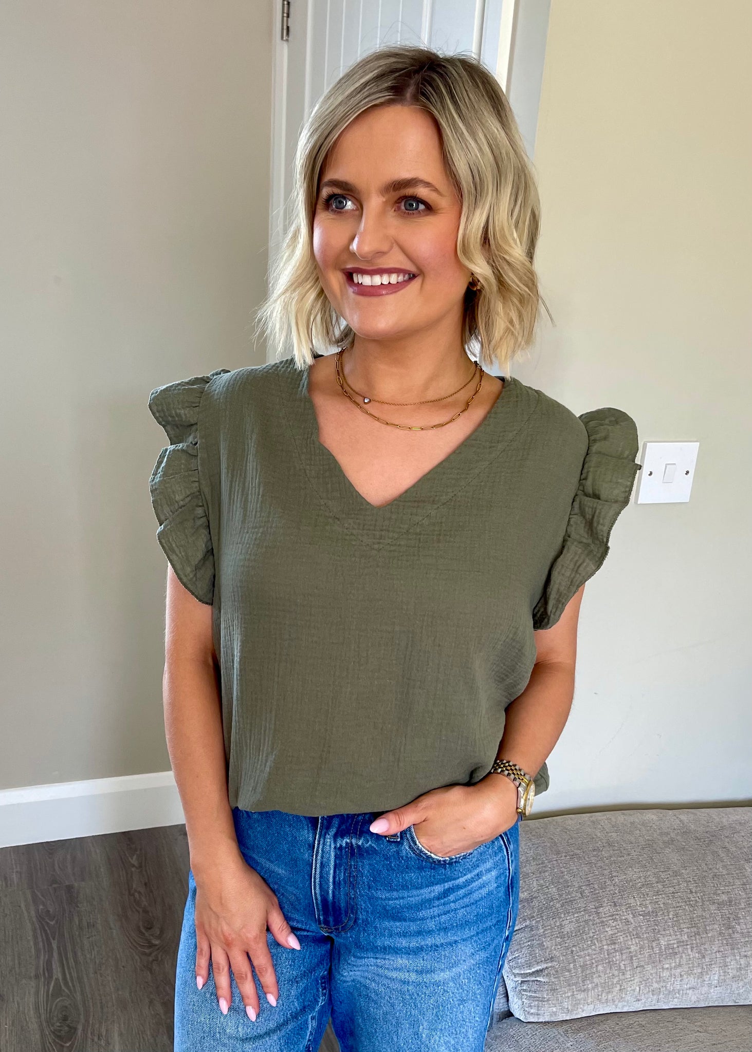 Chelsey Top Khaki