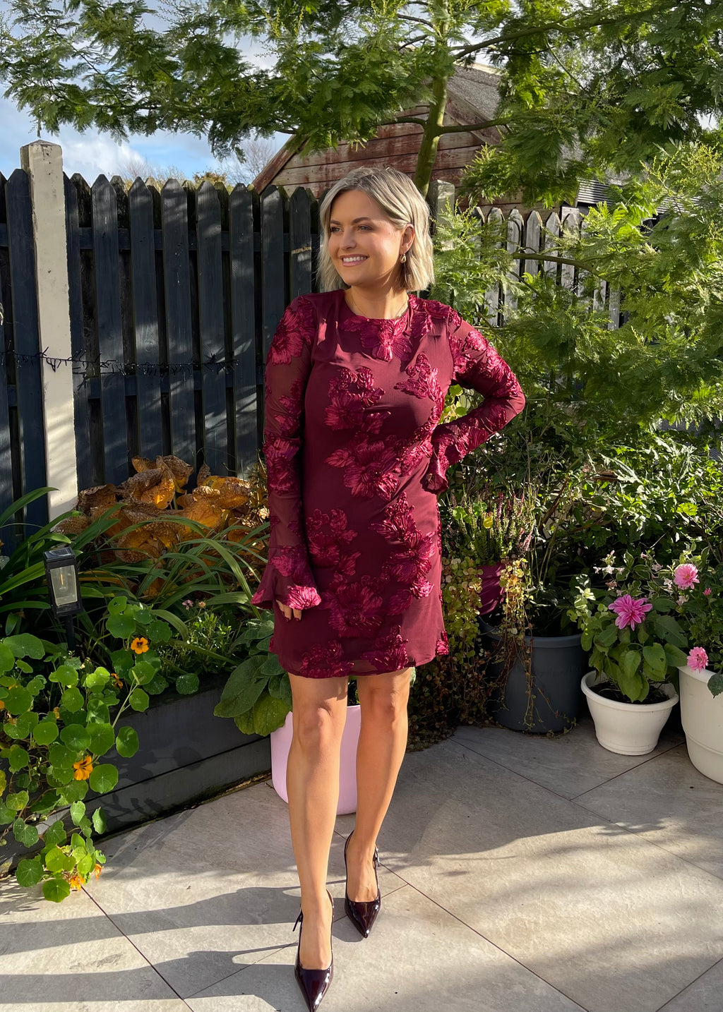 Bonnie Mini Dress Burgundy