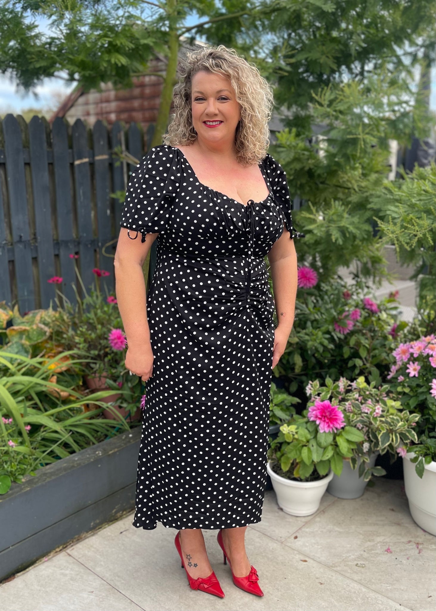 Maribel Midi Dress Black Polka Dot
