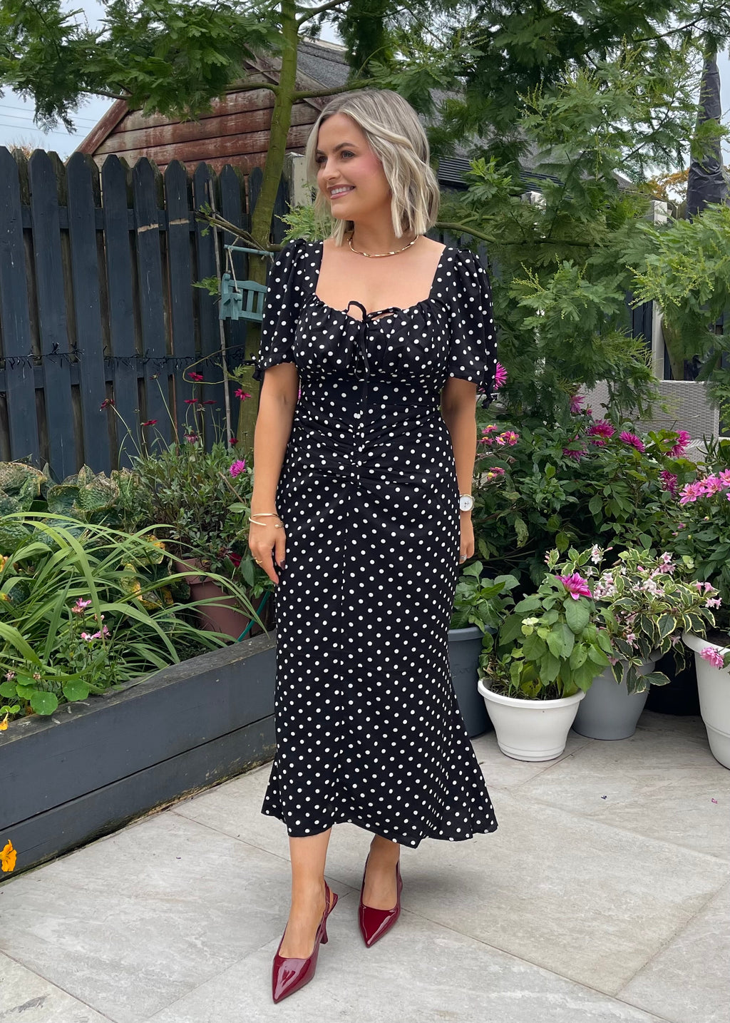 Maribel Midi Dress Black Polka Dot