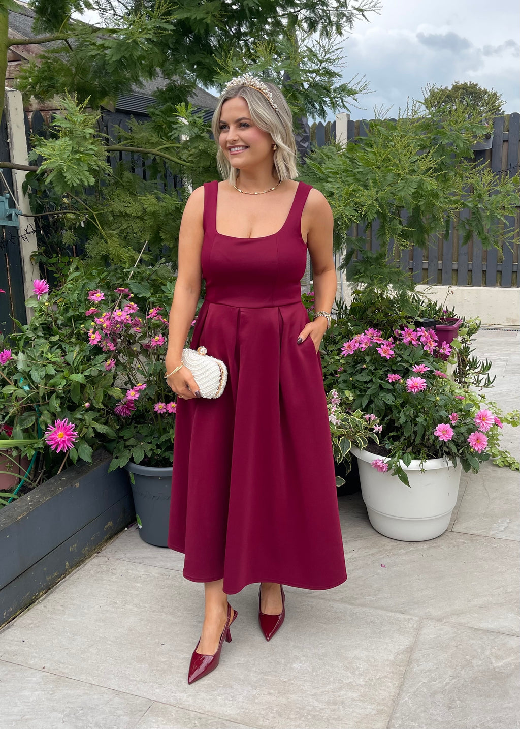 Arabella Midi Dress Burgundy