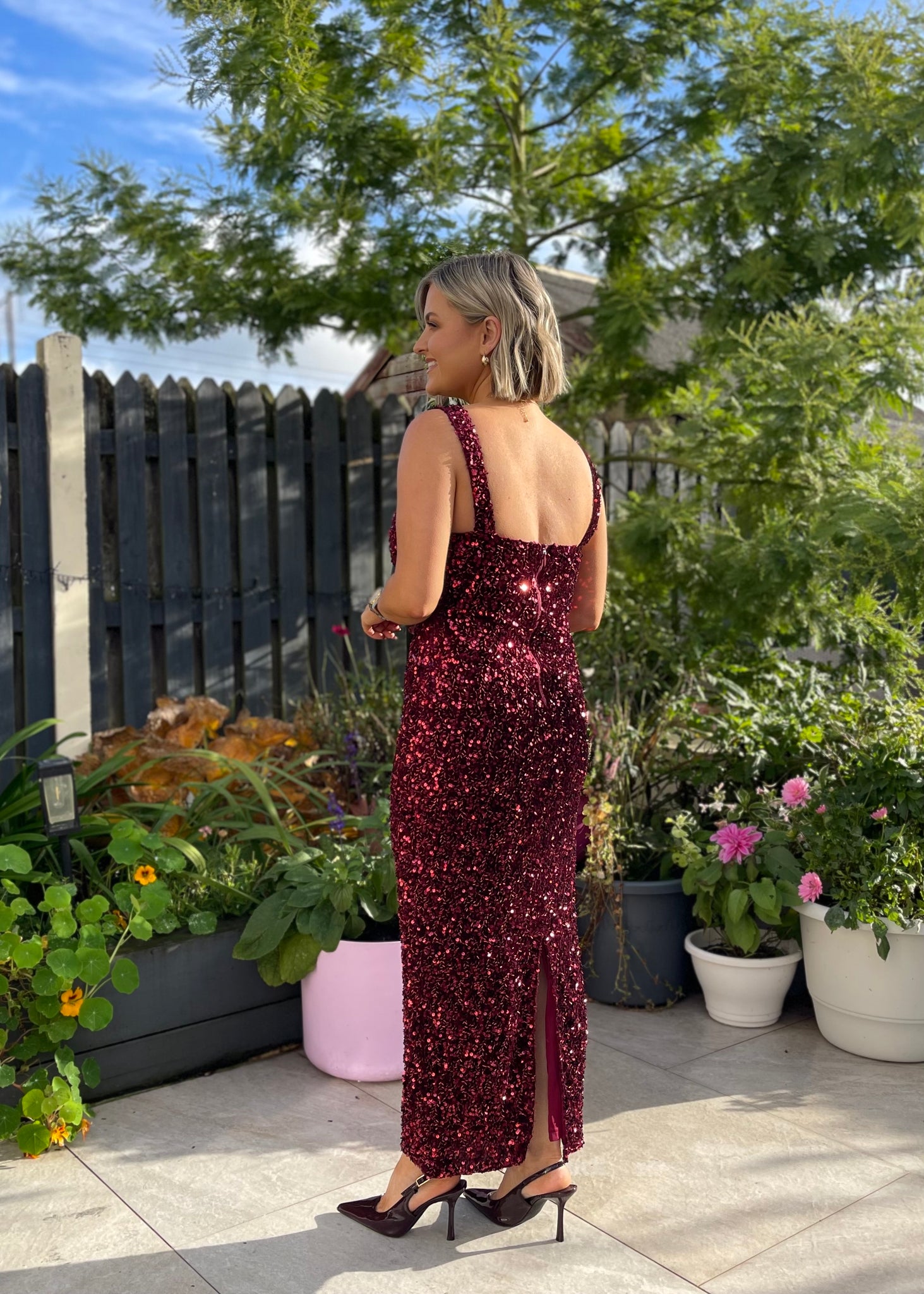 Vivienne Sequin Midi Burgundy