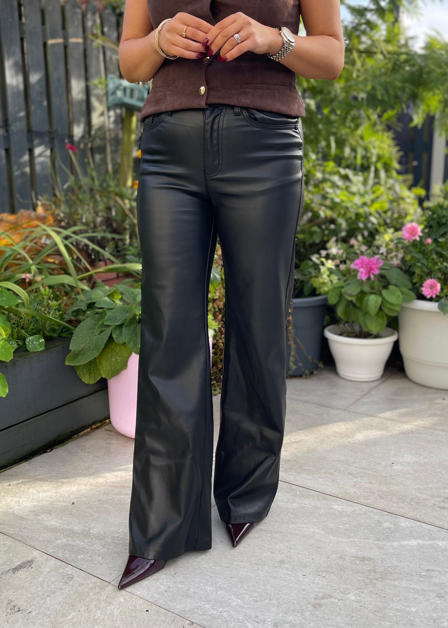 Nova Faux Leather Trousers Black