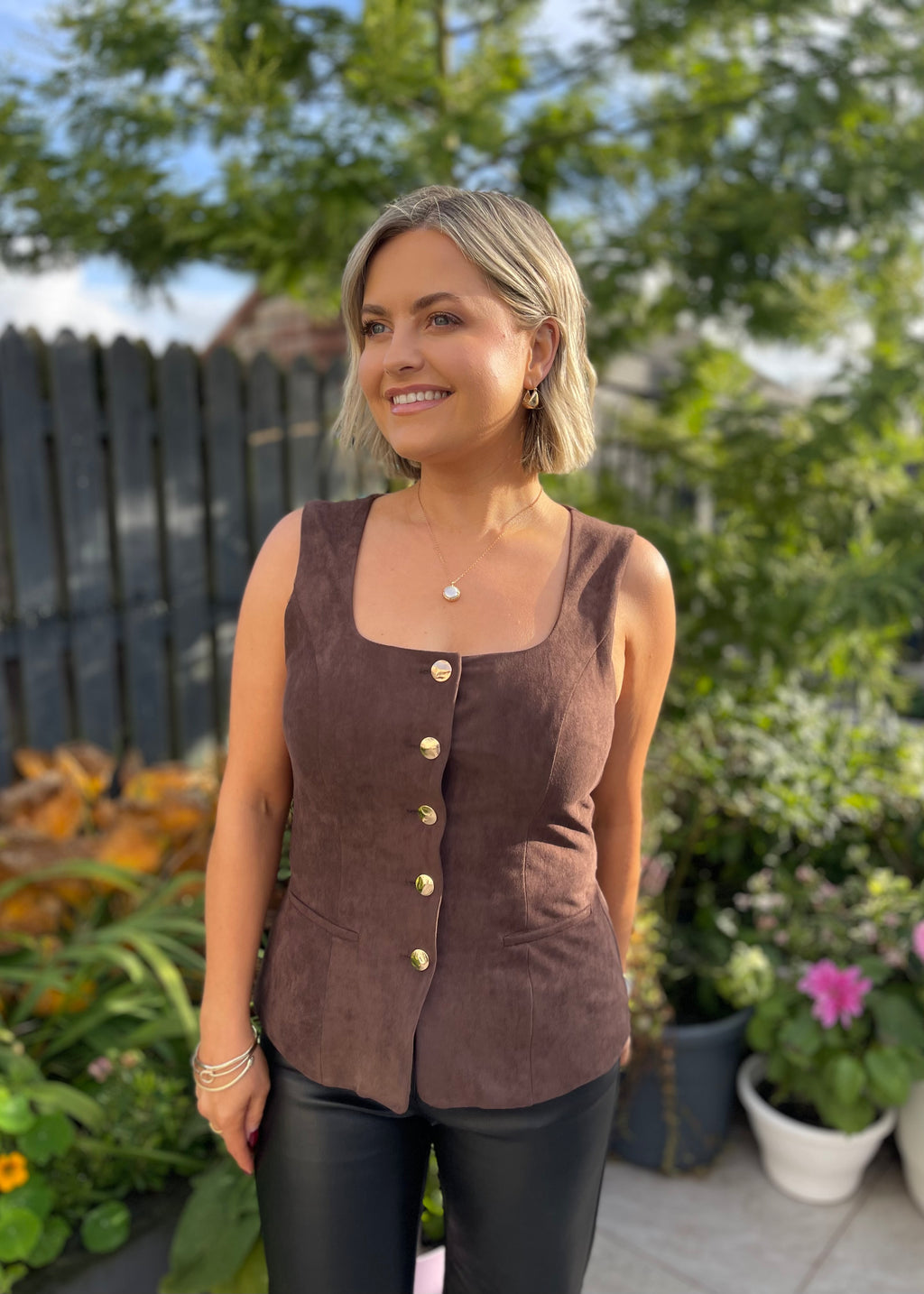 Rowan Suede Waistcoat Brown