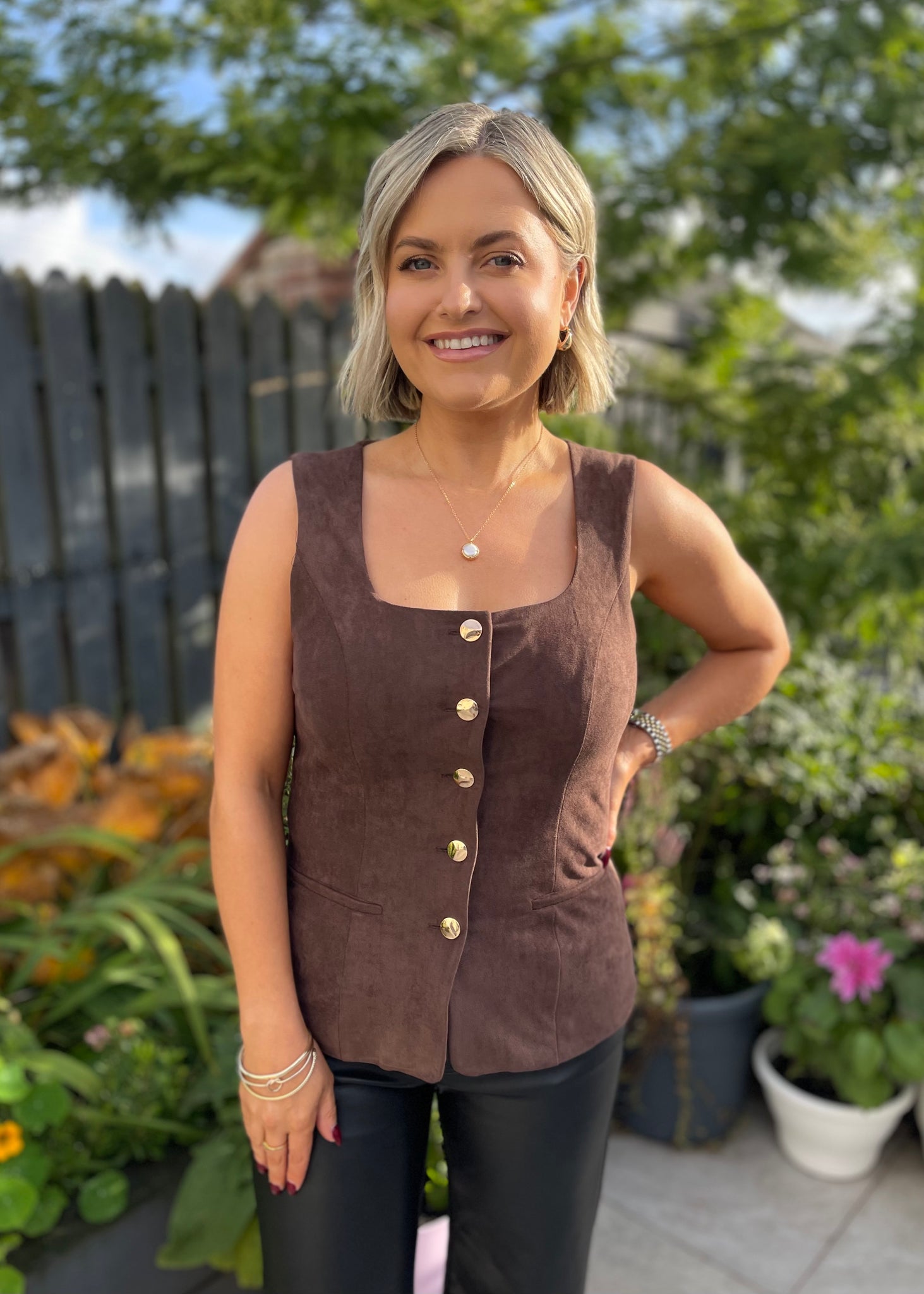 Rowan Suede Waistcoat Brown