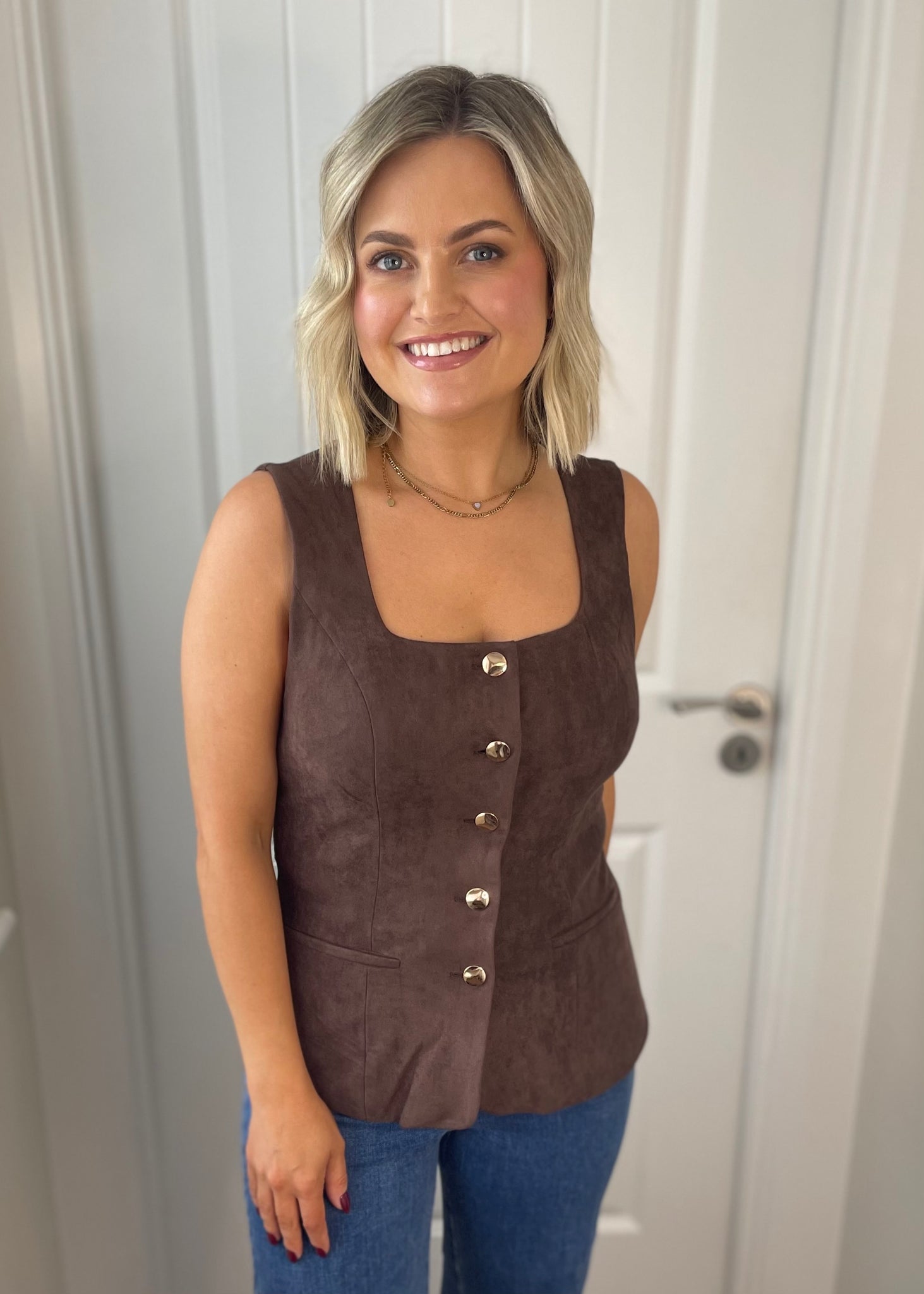 Rowan Suede Waistcoat Brown