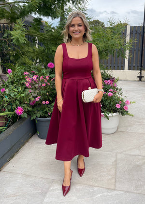 Arabella Midi Dress Burgundy