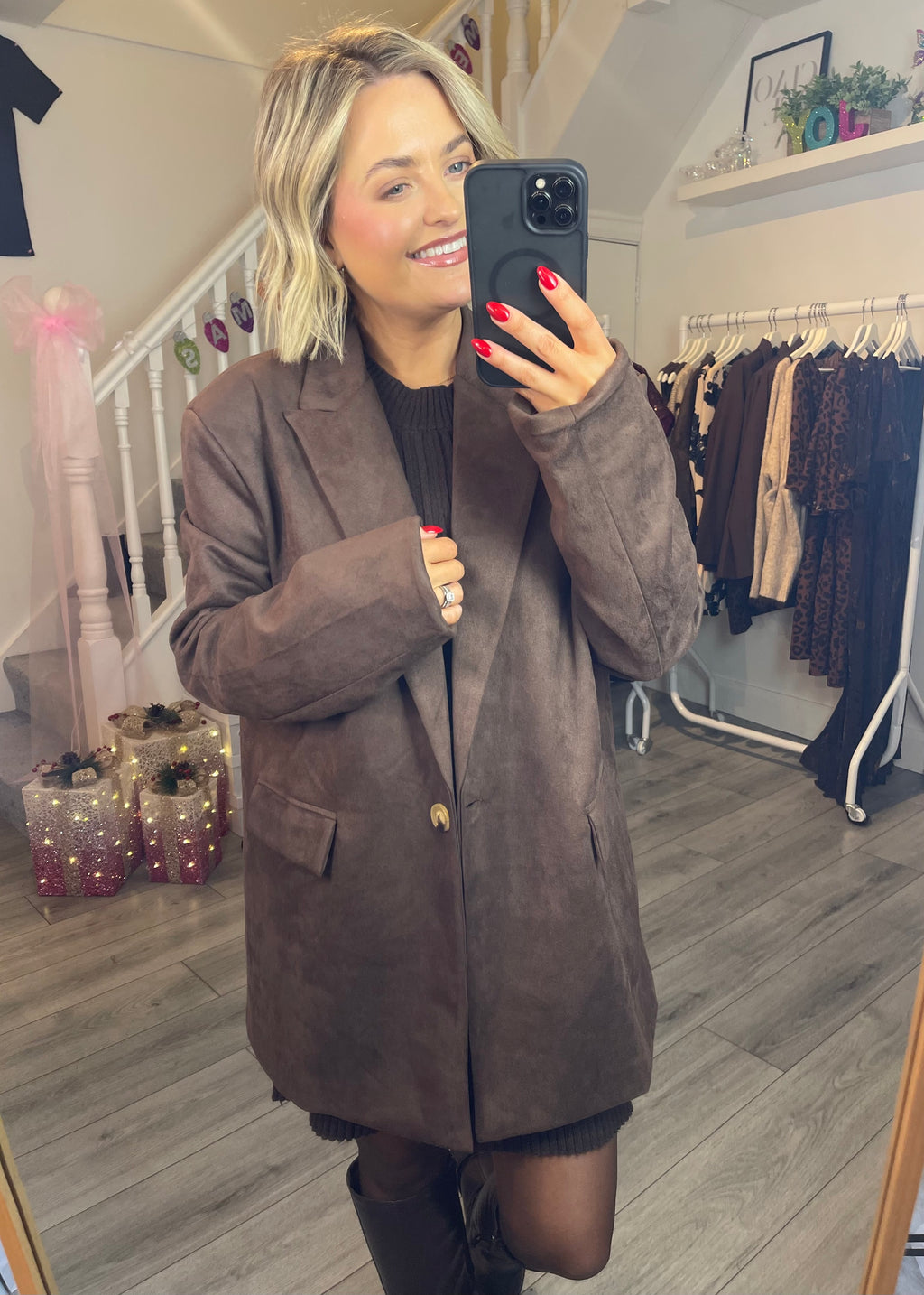 Olivia Suede Blazer Brown