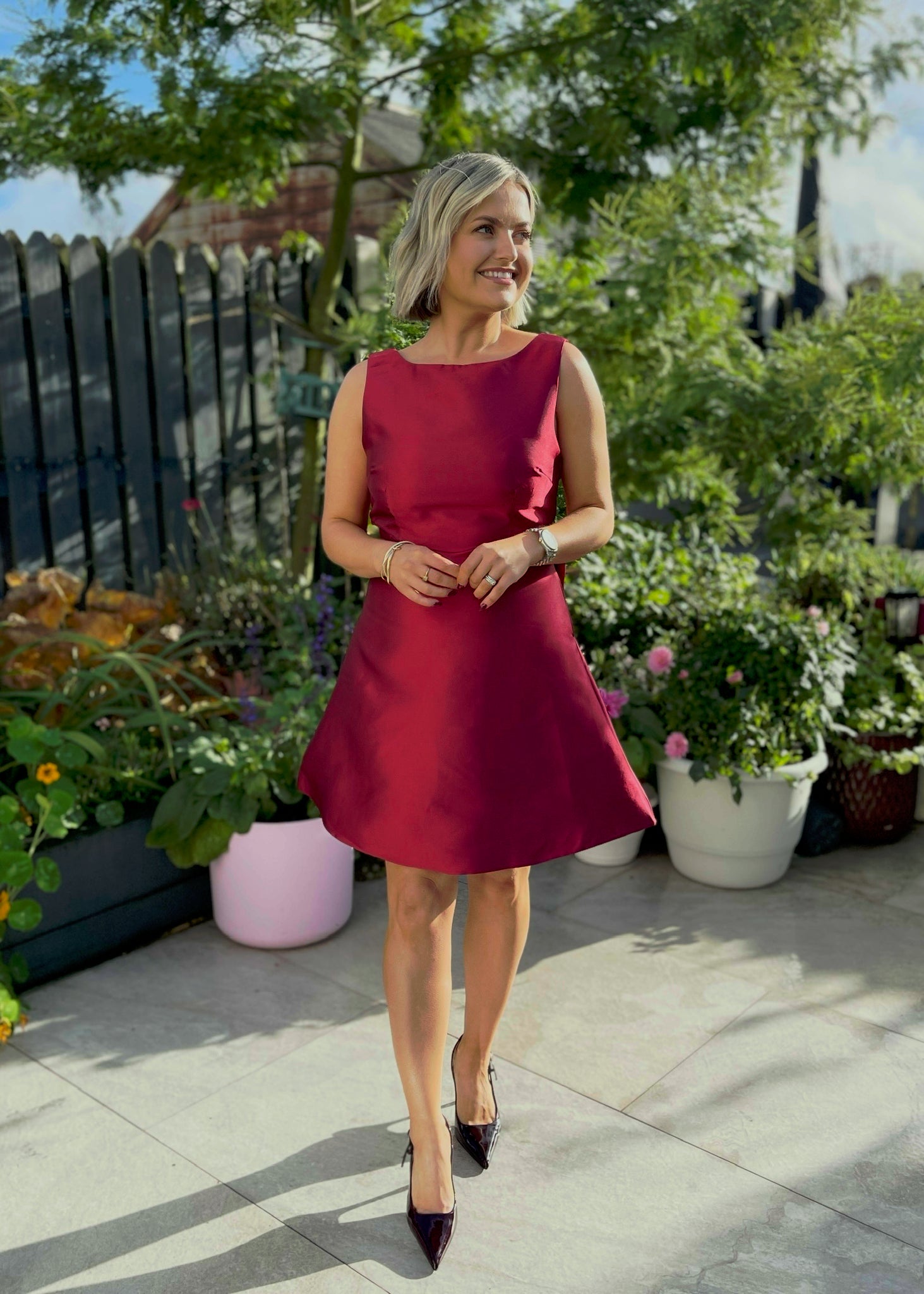 Olivia Bow Dress Berry