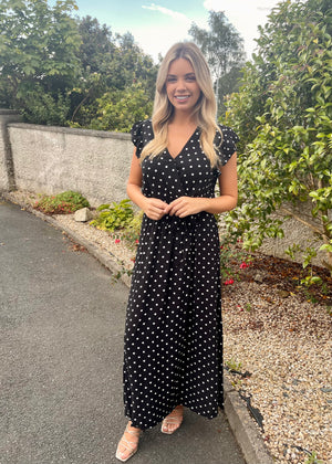 Eva Polka Dot Dress Black