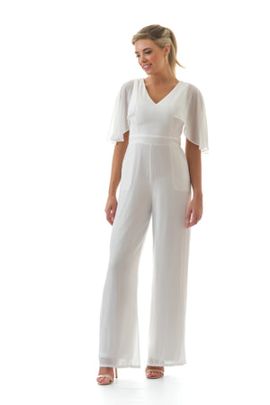 White Jumpsuit with angel sleeves