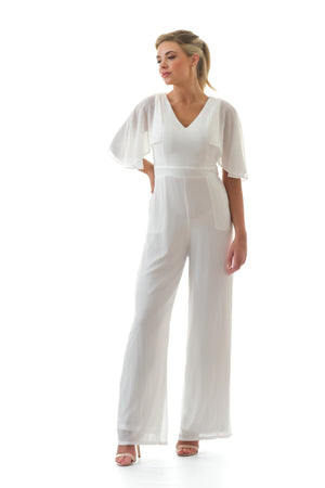 White Jumpsuit with angel sleeves