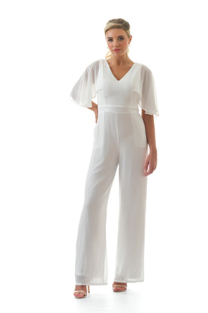 White Jumpsuit with angel sleeves