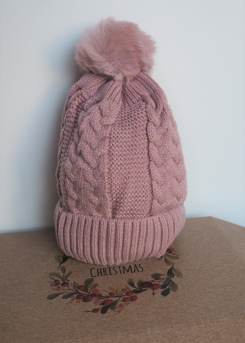 Pink cable knit Hat